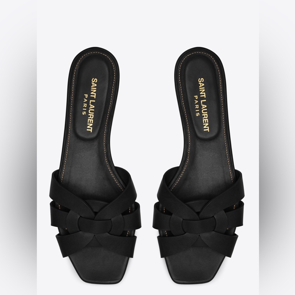 Saint Laurent Leather Tribute Slides - Size 38.5 (Retails at $725)